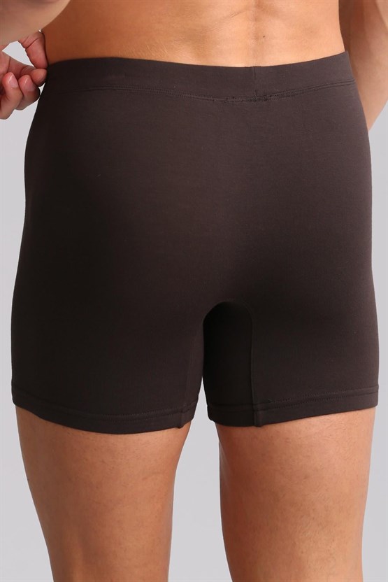 Mısırlı ORGANIC Pamuklu ZEUS LUXURY Regular Fit Metal Armalı Long Boxer Kahverengi