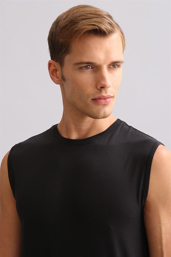 Mısırlı ORGANIC Pamuklu ZEUS LUXURY Regular Fit Bisiklet Yaka Sporcu Atlet / T-Shirt Siyah