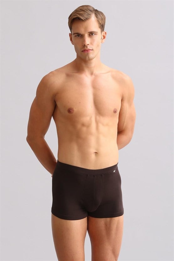 Mısırlı ORGANIC Pamuklu ZEUS LUXURY Regular Fit Metal Armalı Boxer Kahverengi