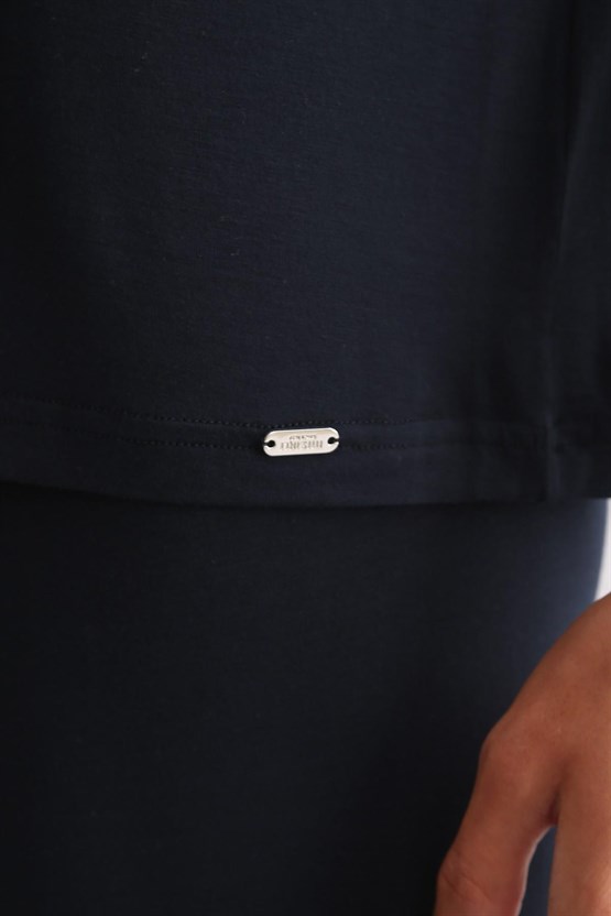 Mısırlı ORGANIC Pamuklu ZEUS LUXURY Regular Fit Bisiklet Yaka Sporcu Atlet / T-Shirt Lacivert