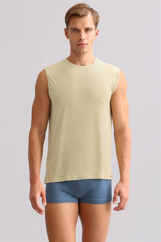 Mısırlı ORGANIC Pamuklu ZEUS LUXURY Regular Fit Bisiklet Yaka Sporcu Atlet / T-Shirt Haki Ada