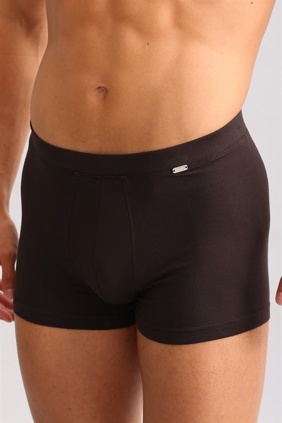 Mısırlı ORGANIC Pamuklu ZEUS LUXURY Regular Fit Metal Armalı Boxer Kahverengi