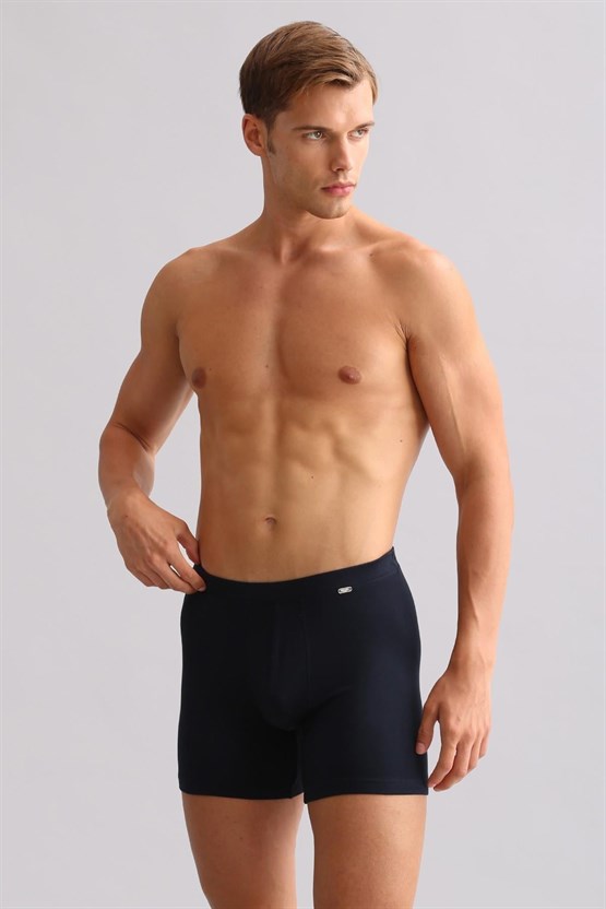 Mısırlı ORGANIC Pamuklu ZEUS LUXURY Regular Fit Metal Armalı Long Boxer Lacivert