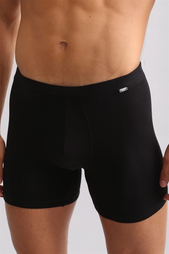 Mısırlı ORGANIC Pamuklu ZEUS LUXURY Regular Fit Metal Armalı Long Boxer Siyah