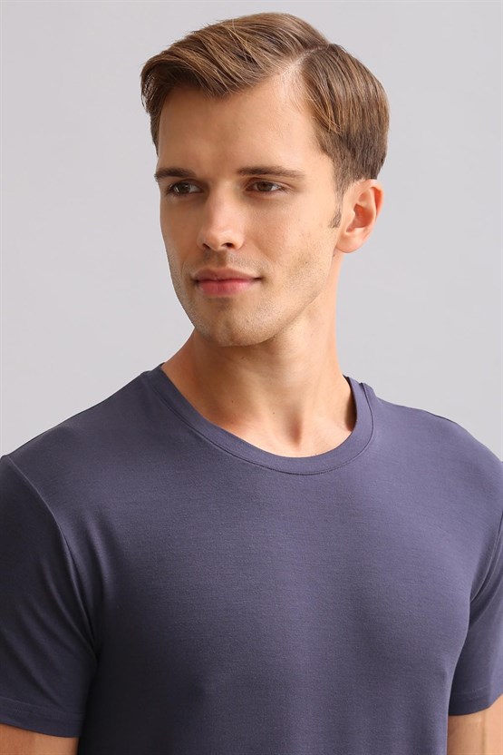 Mısırlı ORGANIC Pamuklu ZEUS LUXURY Regular Fit Bisiklet Yaka Fanila / T-Shirt Antrasit