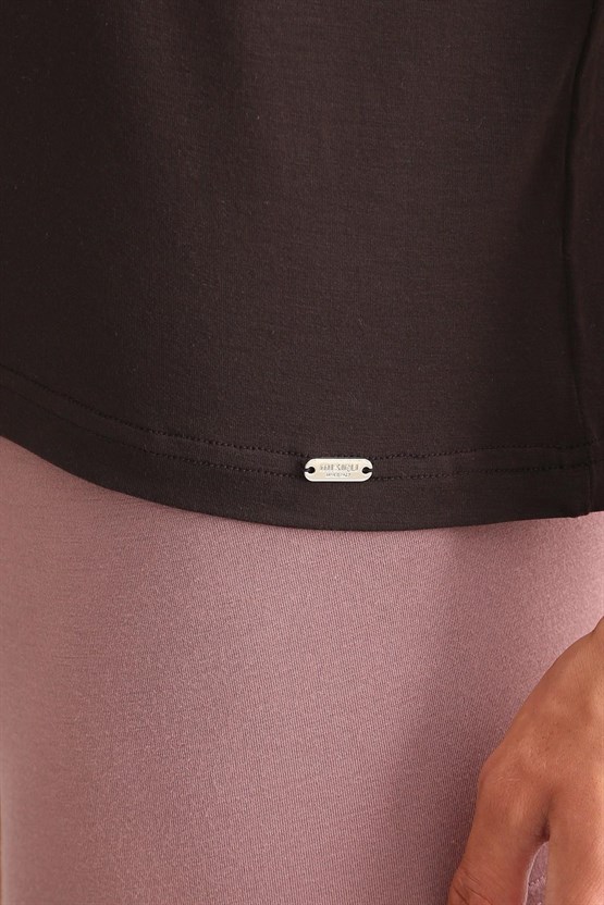 Mısırlı ORGANIC Pamuklu ZEUS LUXURY Regular Fit Bisiklet Yaka Fanila / T-Shirt Kahverengi