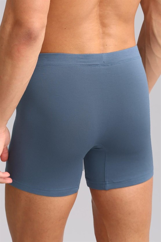 Mısırlı ORGANIC Pamuklu ZEUS LUXURY Regular Fit Metal Armalı Long Boxer Gece Mavisi