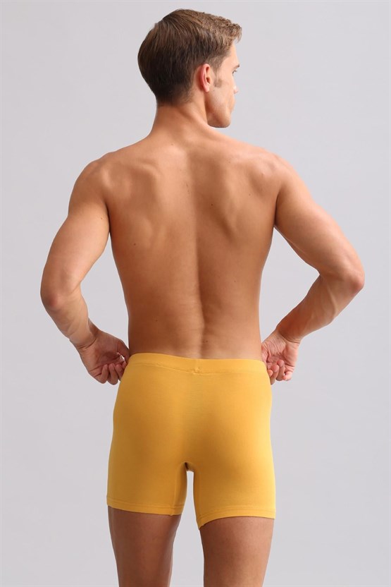 Mısırlı ORGANIC Pamuklu ZEUS LUXURY Regular Fit Metal Armalı Long Boxer Hardal