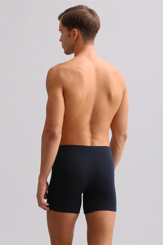 Mısırlı ORGANIC Pamuklu ZEUS LUXURY Regular Fit Metal Armalı Long Boxer Lacivert