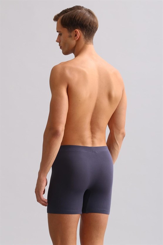 Mısırlı ORGANIC Pamuklu ZEUS LUXURY Regular Fit Metal Armalı Long Boxer Antrasit