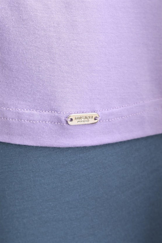 Mısırlı ORGANIC Pamuklu ZEUS LUXURY Regular Fit V Yaka Sporcu Atlet / T-Shirt Mor