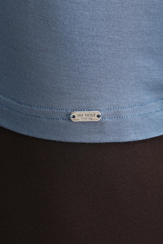 Mısırlı ORGANIC Pamuklu ZEUS LUXURY Regular Fit V Yaka Fanila / T-Shirt Gece Mavisi