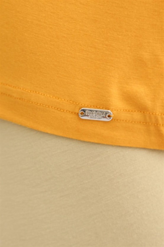 Mısırlı ORGANIC Pamuklu ZEUS LUXURY Regular Fit Bisiklet Yaka Fanila / T-Shirt Hardal