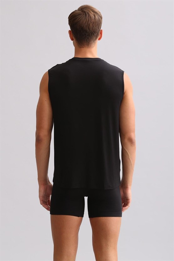 Mısırlı ORGANIC Pamuklu ZEUS LUXURY Regular Fit V Yaka Sporcu Atlet / T-Shirt Siyah