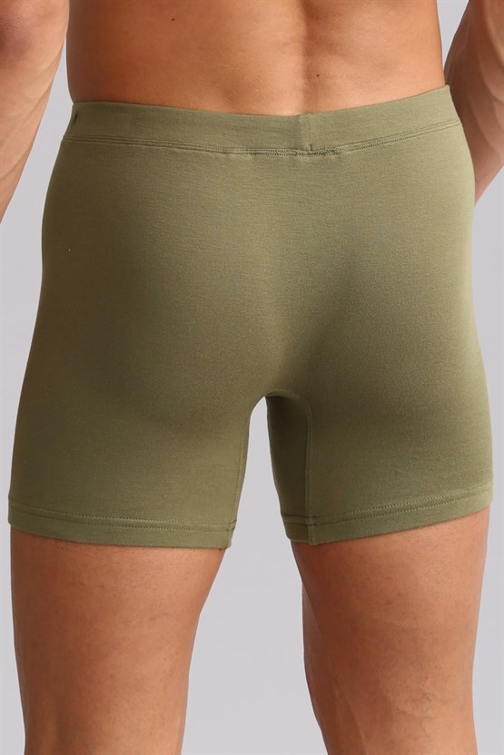 Mısırlı ORGANIC Pamuklu ZEUS LUXURY Regular Fit Metal Armalı Long Boxer Haki Zeytin