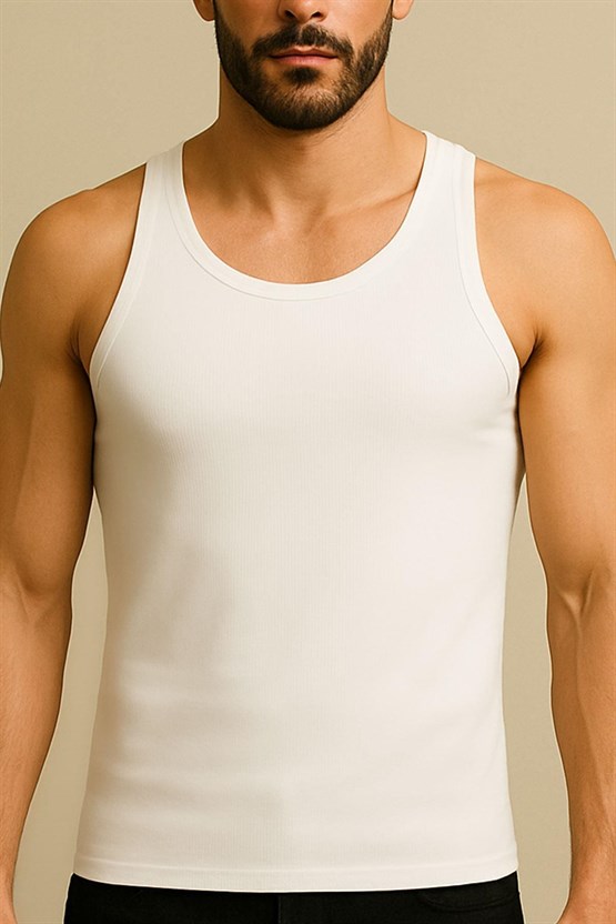 Mısırlı Organik Pamuklu Yazlık Regular Fit Atlet Beyaz