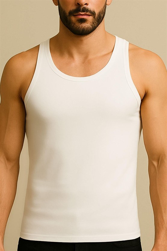 Mısırlı Organik Pamuklu Yazlık Regular Fit Atlet Beyaz