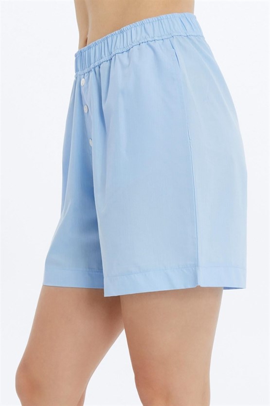 Mısırlı Pamuklu Poplin Şort Açık Mavi