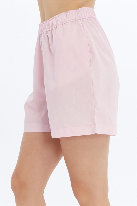 Mısırlı Pamuklu Poplin Şort Açık Sarı