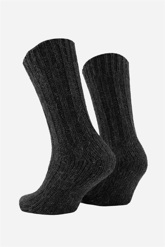 Mısırlı Unisex 5 Kat Alpaka Yünü Kışlık Tekli Soket Çorap Antrasit