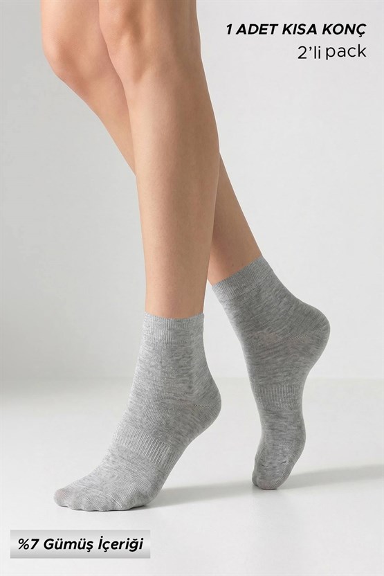 Mısırlı Unisex %7 GÜMÜŞ Madeni içerikli Soket ve Kısa Konç Çorap Gri