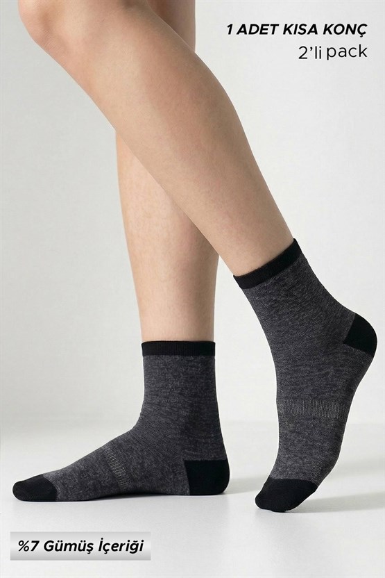 Mısırlı Unisex %7 GÜMÜŞ Madeni içerikli Soket ve Kısa Konç Çorap Siyah