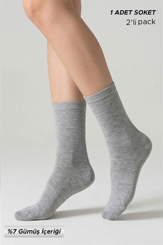 Mısırlı Unisex %7 GÜMÜŞ Madeni içerikli Soket ve Kısa Konç Çorap Gri