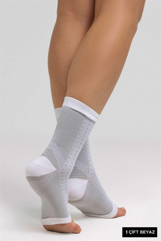 Mısırlı Unisex Ağrı Azaltıcı Sıkılaştırıcı Çorap Beyaz