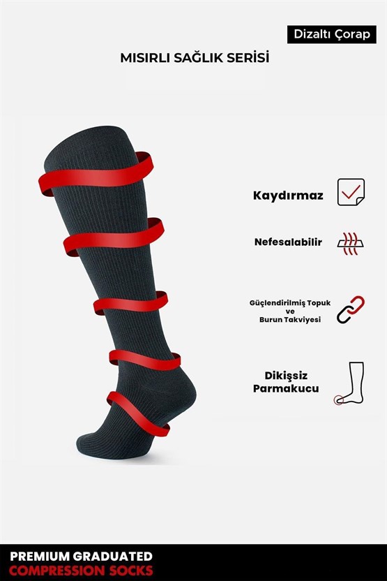 Unisex Bambu Özel Sıkılaştırıcı Teknolojiyle Uçuş ve Pilot Diz Altı Çorap Siyah