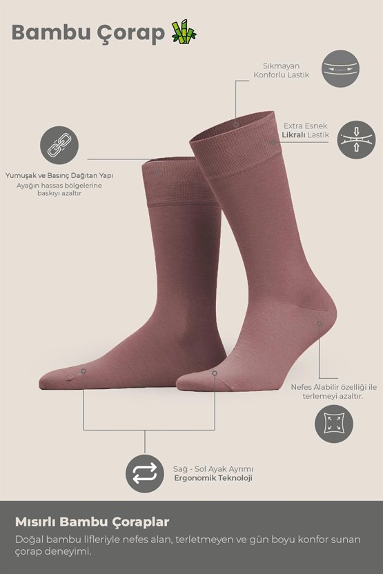 Mısırlı Unisex Bambu Soket Çorap Likralı Lavender