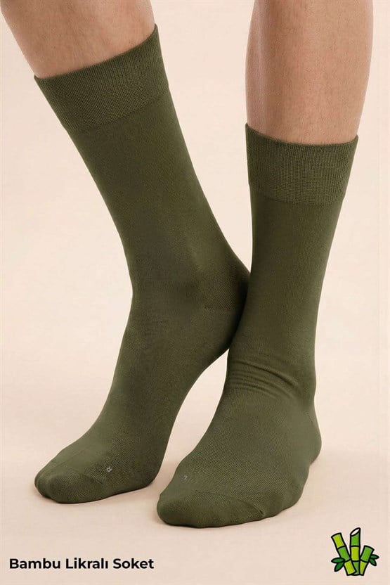 Mısırlı Unisex Bambu Soket Çorap Likralı Haki