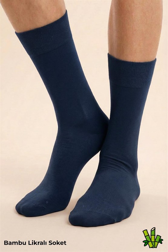 Mısırlı Unisex Bambu Soket Çorap Likralı Lacivert