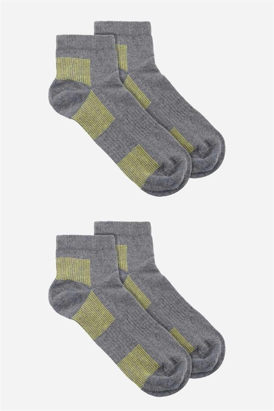 Mısırlı Unisex Coolmax 2 Çift Özel Paketli Kısa Konç Çorap Gri