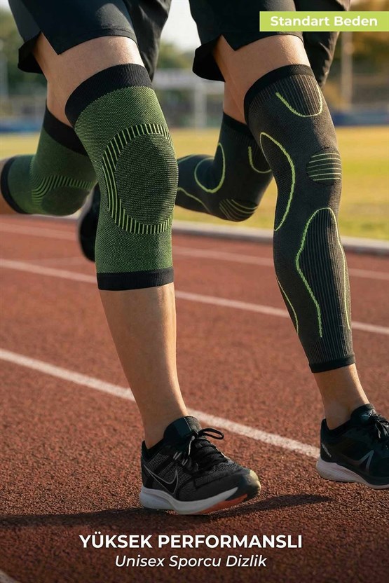 Mısırlı Unisex Medikal Dizlik Çorap Neon Yeşil/Siyah