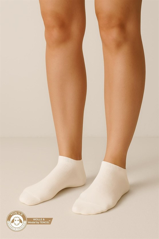 Mısırlı Unisex Modal by Tencel & YÜN Karışımlı 6 Çift Patik Çorap Ekru