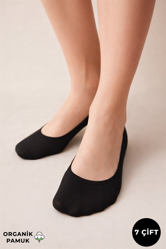 Mısırlı Unisex Organik Pamuklu 7 Çift Babet Çorap Siyah