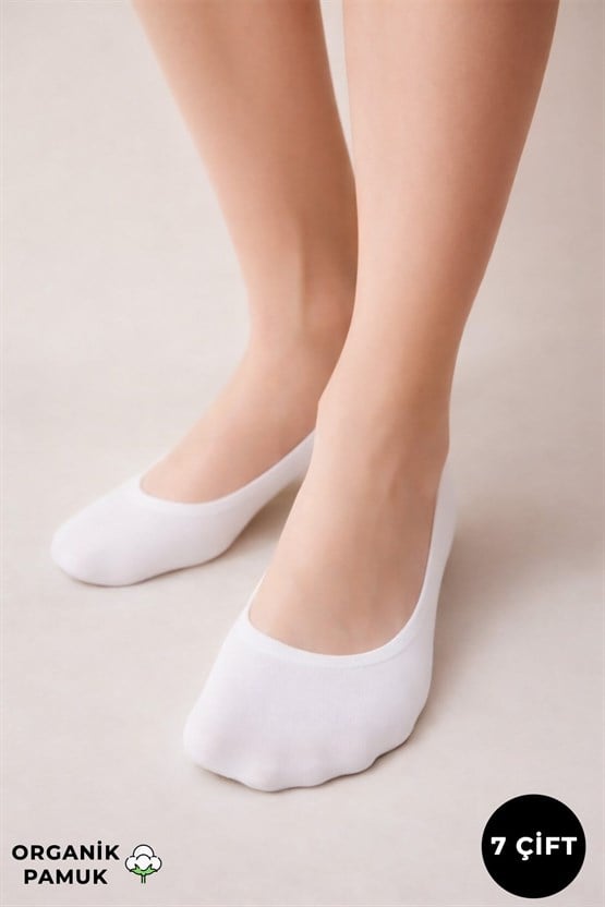 Mısırlı Unisex Organik Pamuklu 7 Çift Babet Çorap Beyaz