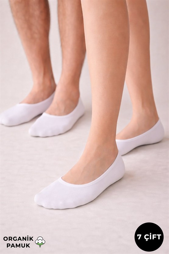 Mısırlı Unisex Organik Pamuklu 7 Çift Babet Çorap Beyaz