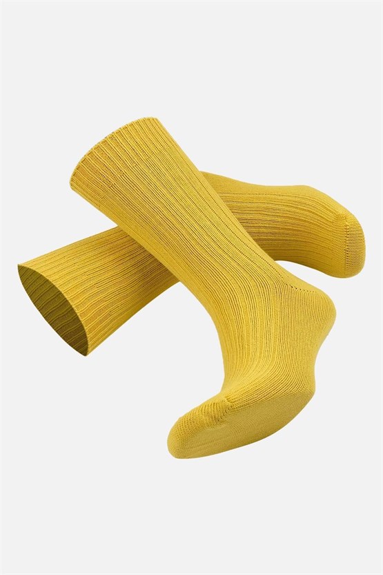 Mısırlı Unisex Pamuklu Bio Cotton Kışlık Soket Çorap Sarı