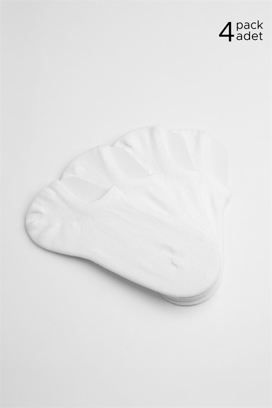 Mısırlı Unisex Pamuklu Süper Fit 4 Çift Sneaker Çorap Beyaz