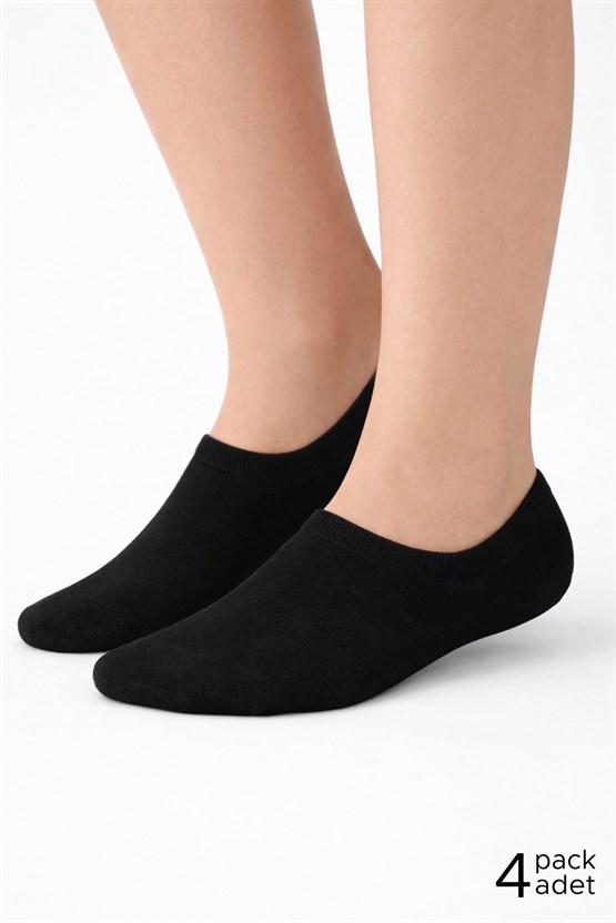 Mısırlı Unisex Pamuklu Süper Fit 4 Çift Sneaker Çorap Siyah