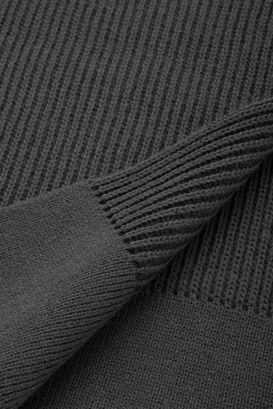 Mısırlı Unisex Yün Atkı Bere Takımı - RoseLuis Antrasit