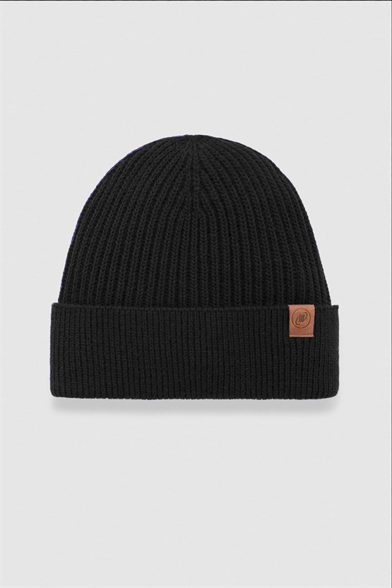 Mısırlı Unisex Yün Atkı Bere Takımı - RoseLuis Siyah