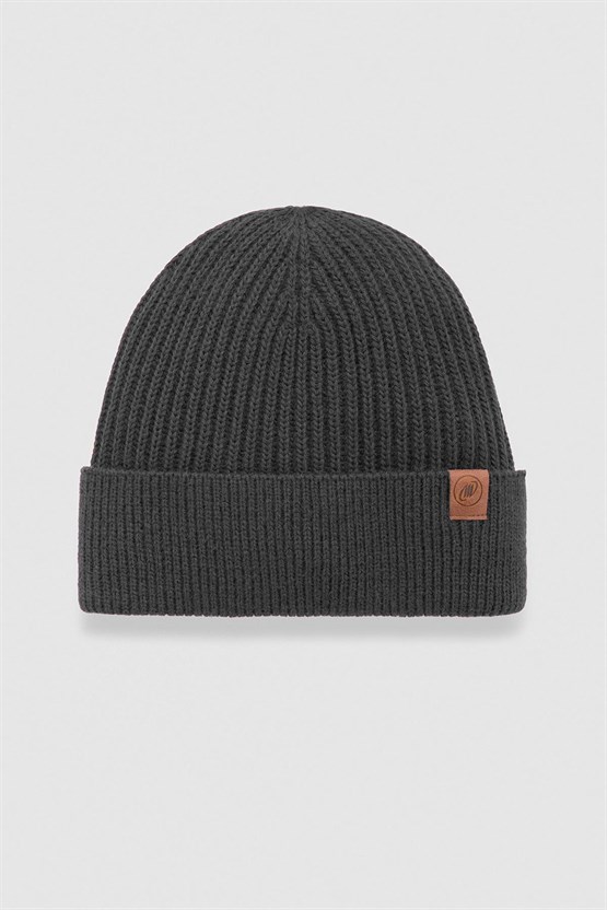 Mısırlı Unisex Yün Atkı Bere Takımı - RoseLuis Antrasit