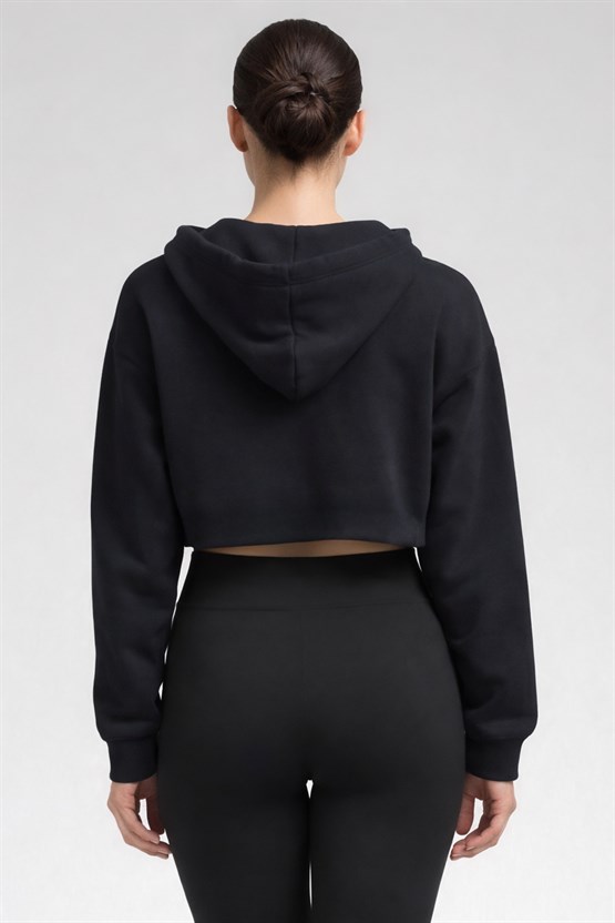 Mısırlı Yarım Fermuarlı Kapüşonlu Orta Sweatshirt Antrasit