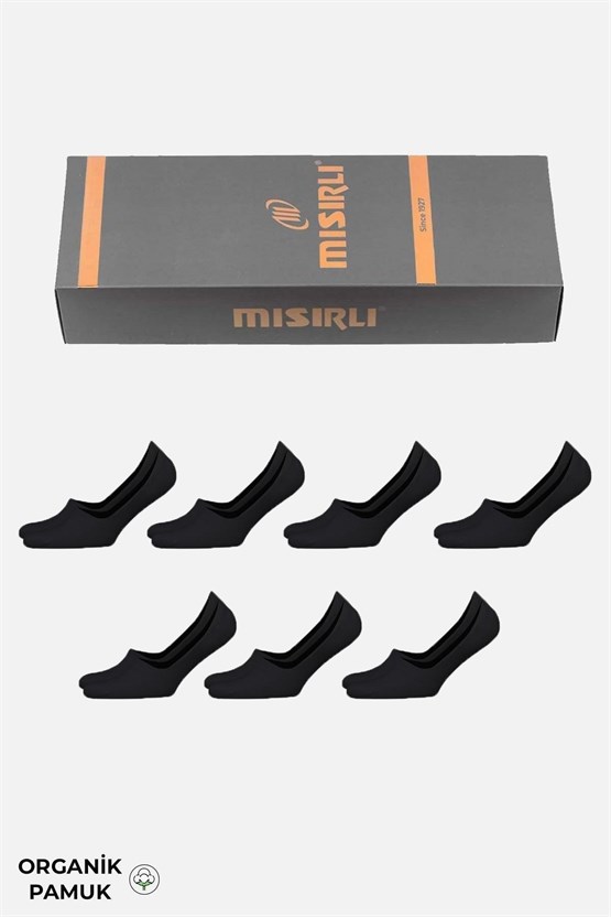 ORGANİK PAMUKLU Kadın Kutulu 7 Çift Babet Çorap Siyah