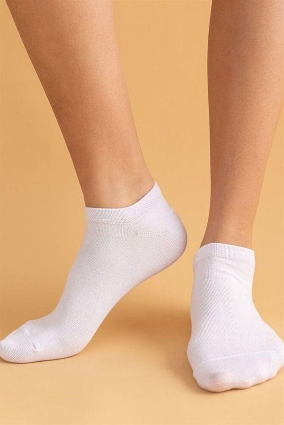 ORGANİK PAMUKLU Unisex 7 Çift Patik Çorap Beyaz