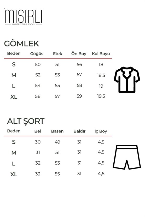 Pamuklu Kısa Kollu Gömlek Şortlu Takım Siyah