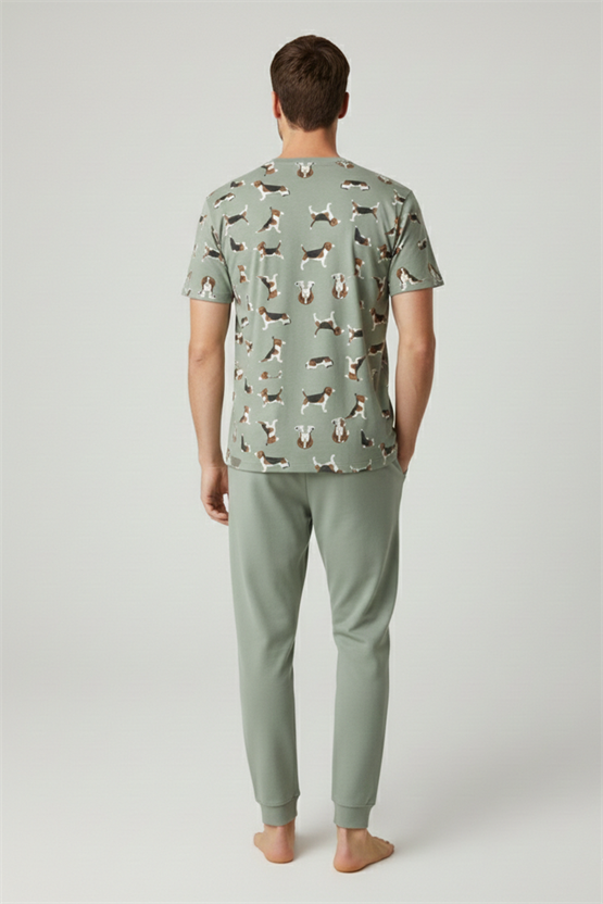 Pamuklu Kısa Kollu Pijama Takım Çağla Yeşili