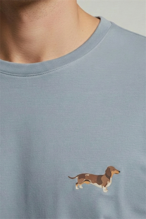 Pamuklu Kısa Kollu Pijama Takım Mavi